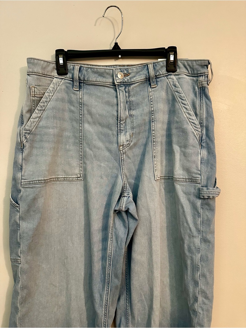NWT American Eagle Light Wash Wide-Leg Carpenter Painter Baggy Dreamy Drape Jean - Picture 3 of 11